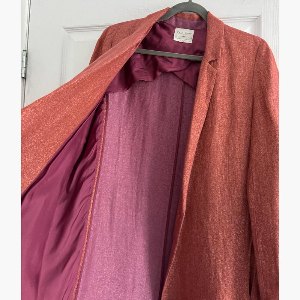 Forte.Forte Metallic Linen Duster Jacket in Metallic Rust Red, size “1”, aka siz - Picture 3 of 7